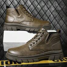 Men's Fashionable Mid-calf Waterproof & Non-slip Chelsea Boots For Casual Wear - Brown - View 1