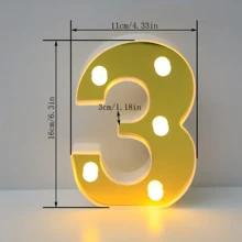 Letrero "3" LED dorado - Dorado - Ver 1