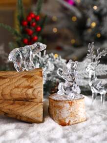 1 Pc Christmas Creative And Cute Transparent Simulation Standing Elk Handicraft Decorations,Suitable For Autumn Decoration And Christmas Holiday Home Decoration Cabinets And Bookshelves Display Cabinet And Dining Table Storage Rack,Christmas Present,Acrylic Craft Suitable For All Seasons Best Gifts Birthday Christmas Decorations Room Decor
