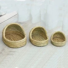 1pc Rabbit Grass Nest/holland Pig Willow Bed/chicken Coop/hedgehog Cage/pet Grass Woven Hideaway/turtle House/pigeon Nest Supply - Brown - View 3