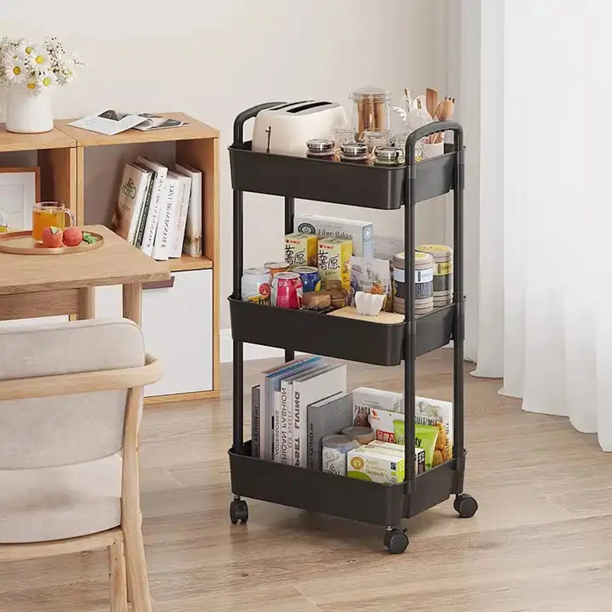 Carro De Almacenamiento Móvil Con Ruedas - Estantería De 5 Niveles Para Libros, Ideal Para Salón, Oficina O Dormitorio