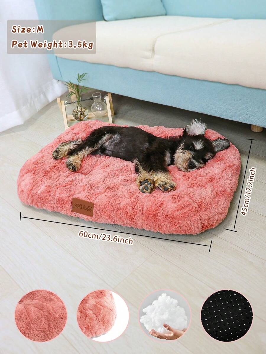 1入組可水洗蓬鬆寵物板條箱床狗防滑寵物墊床貓蓬鬆舒適寵物睡墊適合大型、巨型、中型、小型犬種 - 珊瑚粉 - 查看 1