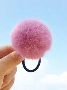8 Stücke/set Haargummis Mit Warmen Farbigen Flauschigen Kugeln Design, Haarbänder Für Mädchen