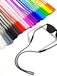 1pc Random Alphabet Beaded Sport Eyewear Retainer Candy Color Silicone Eyeglass Straps Adjustable Fashion Glasses Elastic Holder For Outdoor Sports Glasses Accessories For Women - Black - View 1