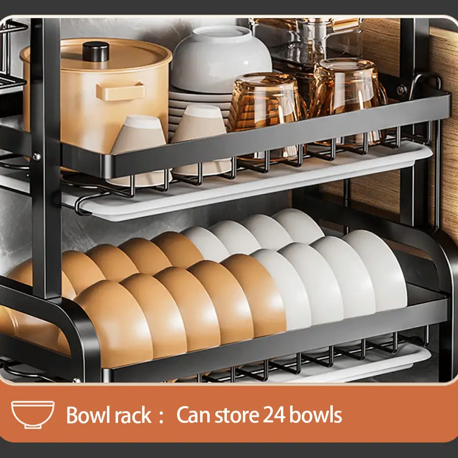 1套2層黑色不鏽鋼餐具架,廚房水槽碗盤架,多功能可調節碗碟架,檯面碗盤餐具收納架,碟碗架,排水架,帶餐具支架的碗盤瀝水架