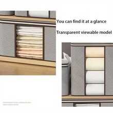 1個大容量可折疊的無紡布衣物收納袋,透明設計適用於壁櫥整理,配有多種圖案和彩色選擇 - 藍色 - 查看 4