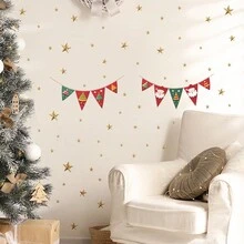 2入組聖誕節牆貼,聖誕快樂,聖誕老人聖誕樹星星牆貼diy可拆卸,用於臥室客廳門窗聖誕裝飾