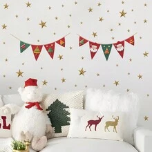2入組聖誕節牆貼,聖誕快樂,聖誕老人聖誕樹星星牆貼diy可拆卸,用於臥室客廳門窗聖誕裝飾