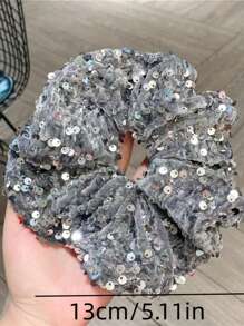 1件女士天鵝絨閃亮髮圈，高貴典雅，適合日常穿著、節日聚會