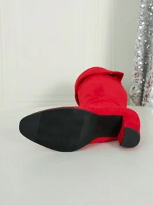 秋冬季高跟方头时尚徒步/婚礼性感百搭麂皮过膝靴,红色(宽筒弹力过膝靴)(小腿纤细者建议选小一码;小腿粗壮者建议按正常尺码购买。购买前请参考脚长、手掌围等尺寸。) - 紅色 - 查看 8