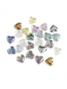 50pcs 8mm Side Drilled Glass Heart/Butterfly Beads For DIY Jewelry Making, Can Be Used For Necklaces, Bracelets, Earrings, Belts, Headpieces, Shoes, Phone And Key Chains, Etc.