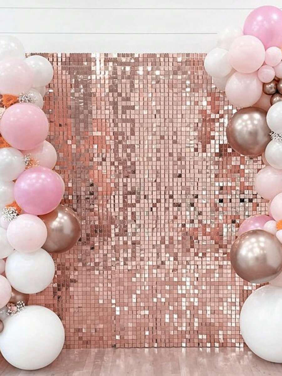 2/4 pièces Rideau de fond en plastique à paillettes carrées laser rose gold, convient pour anniversaire, mariage, fête, décoration de Noël, décoration murale de salle de fête à la maison, avec bannière à paillettes, cadeau d'anniversaire, décoration de fête pour dames, décoration d'Halloween, cadeau d'Halloween, décoration de chambre d'Halloween, décoration de Noël pour la maison, cadeau de Noël, décoration du Nouvel An