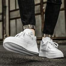 1pair 2023 New Men's Casual Mid-Top Boots - White - View 3