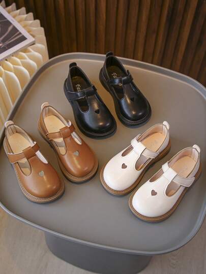 春秋季幼兒女童英式軟底真皮鞋,適合步行和休閒裝