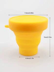 1pc Foldable & Retractable Silicone Portbale & Compressible Cup Outdoor Travel Rinse Cup Mini Water Bottle - Yellow - View 2