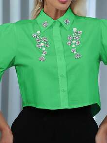 Women Blouses - màu xanh lá - Xem 2