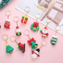 5 Piezas Llaveros Con Temática Navideña, Incluyendo Diseño De Árbol De Navidad Y Ciervo - Multicolor - Ver 1