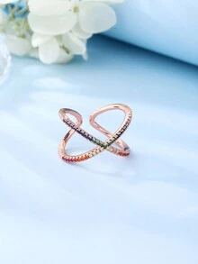 1pc New Arrival Cross & Flashy Multicolor Women's Ring, Ideal For Daily, Commuting, And Parties - Personalized Cross Colored Zirconia Women's Ring Gold - View 17