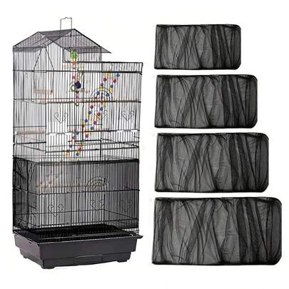 1 pieza Protector de jaula de pájaros con borde elástico de malla ajustada de color aleatorio, a prueba de salpicaduras y polvo, adecuado para todas las estaciones