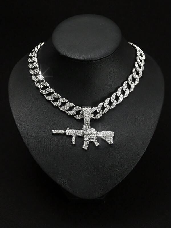 قلادة مخصصة للرجال جديدة مصنوعة من السبيكة معلقة برصاصة ماسية ثلاثية الأبعاد، أوروبية وأمريكية ذات طابع هيب هوب رائع وسيطرة