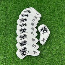 10pcs  Poker Pattern golf head covers irons Protector Dust-proof Durable Golf Club Head Cover - White - View 4