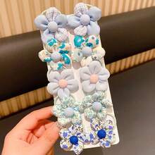 10入組女孩可愛的髮飾,甜美公主和鄉村風格的花卉布花,適用於兒童和寶寶少頭髮的頭帶和髮圈,日常使用和禮物