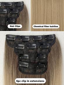 Bộ 4 miếng tóc nối dài 24 inch, kiểu ombre, thẳng, dạng kẹp, dành cho nữ, chất liệu tổng hợp, đủ dùng cho toàn bộ đầu. - Nhiều màu - Xem 7