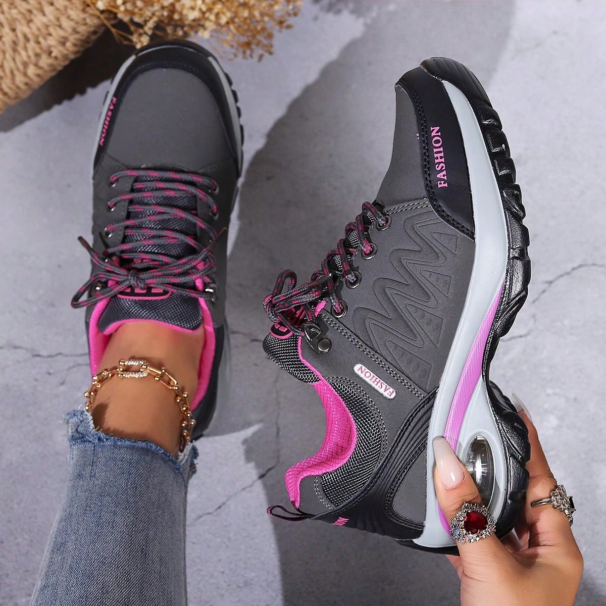 Plus Size Women's Air Cushion Hiking Shoes, Casual & Lightweight Sports
