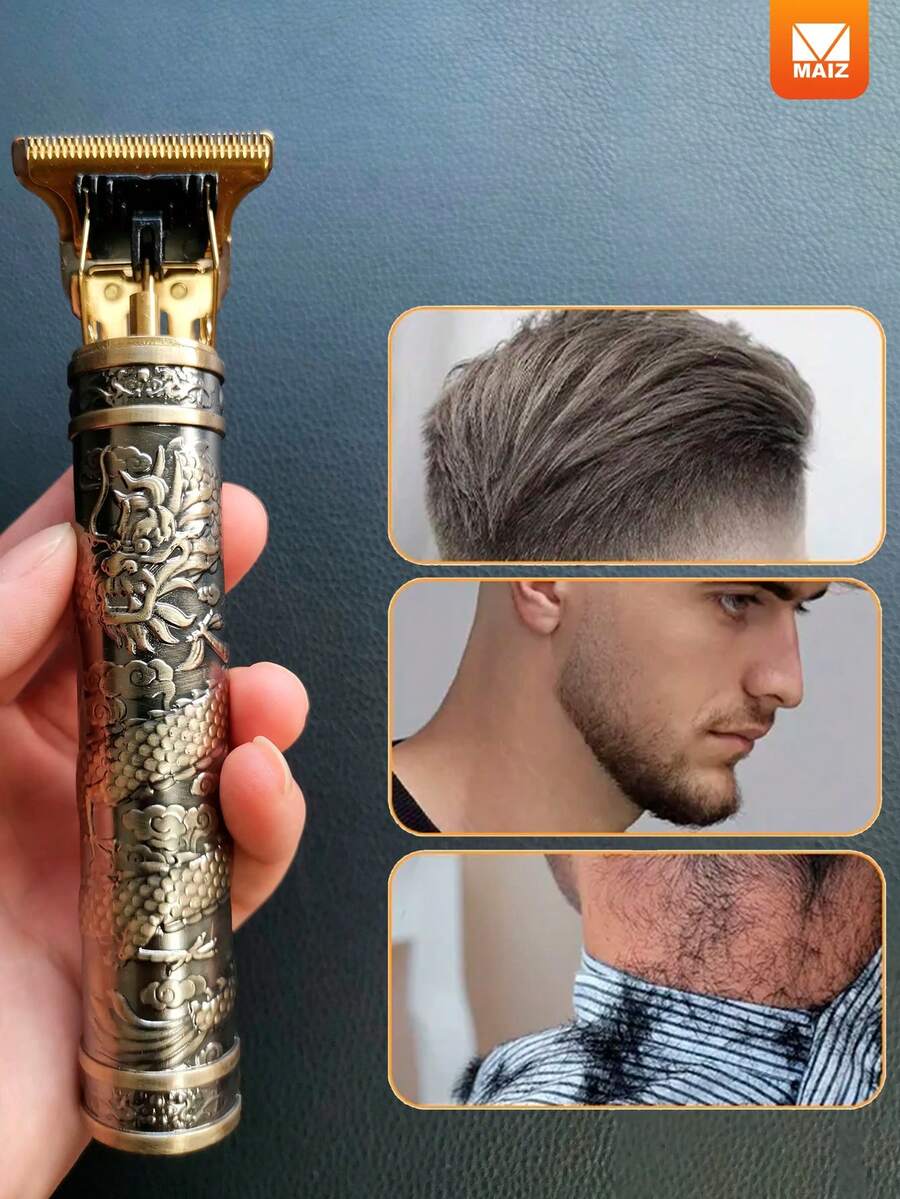 Cortadora de cabello inalámbrica, afeitadora de vello facial, recortadora de cabello, suministros de barbería, corte de cabello - Dorado - Ver 1