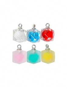 10入組塑膠立方體造型內置珠子吊墜,隨機混色,適合diy手鍊、項鍊和小配件 - 彩色 - 查看 4