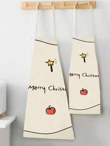 1 Pieza Delantal De Lino Con Enano Navideño - Plateado - Ver 4