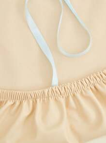 1pc Waterproof Tablecloth, Solid Color, Oil-Resistant, Luxurious, For Dining Table, Coffee Table, Desk, Washable, Round Shape, Dust-Proof, Home Use - Beige - View 6