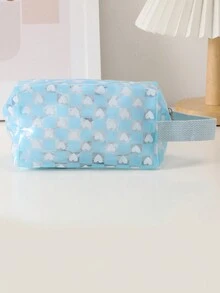 件簡約大容量便攜式學生考試專用筆袋，中小學多功能文具袋 - 藍色 - 查看 1