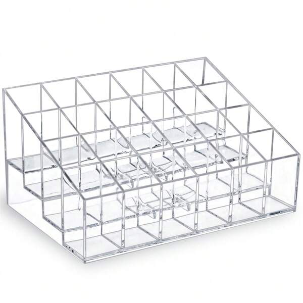 Organizador De Lápiz Labial, Soporte Compacto De Plástico Transparente Para Lápiz Labial, Brillo De Labios, Perfume Y Máscara De Muestra Con 24 Ranuras