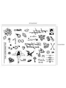 STARTTOOS 2 Piezas Tatuajes Temporales Con Diseño De Plumas, Letras En Inglés Y Patrones Animales Para Hombros, Cuello, Clavícula Y Manos - Negro - Ver 7