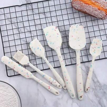 6入組矽膠廚房用品套裝,厨房用品,烘焙工具,大刮刀、小刮刀、大刮刀、小刮刀、油刷、抹刀、烘焙工具,蛋糕奶油抹刀,廚房工具套裝