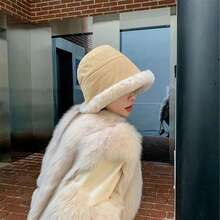 1入組冬季保暖捲邊帽，毛絨加厚耳朵保暖帽，適合女性聖誕節禮物，冬季毛絨桶帽女加厚保暖防寒多功能蒙古帽，保暖毛絨加厚秋冬耳罩帽女性