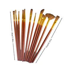 1 套 12 支木柄畫筆,藝術繪畫用品,適用於水彩、壓克力、油畫、水粉、臉部彩繪、美甲、手工藝品