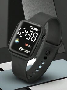 男士運動心形數字手錶,附1條手鍊和1條項鍊 - 黑色 - 查看 2