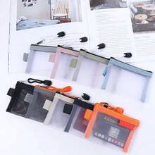 透明網格卡片收納袋,銀行卡,證件收納袋,可攜式文件袋,具有拉鍊 - 綠色 - 查看 5