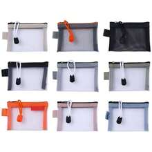 透明網格卡片收納袋,銀行卡,證件收納袋,可攜式文件袋,具有拉鍊 - 綠色 - 查看 6