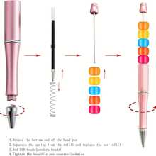 10支可串珠的塑料筆,黑色油墨圆珠笔,diy可愛酷炫的學生、老師、新娘畢業禮品,辦公室學校用品