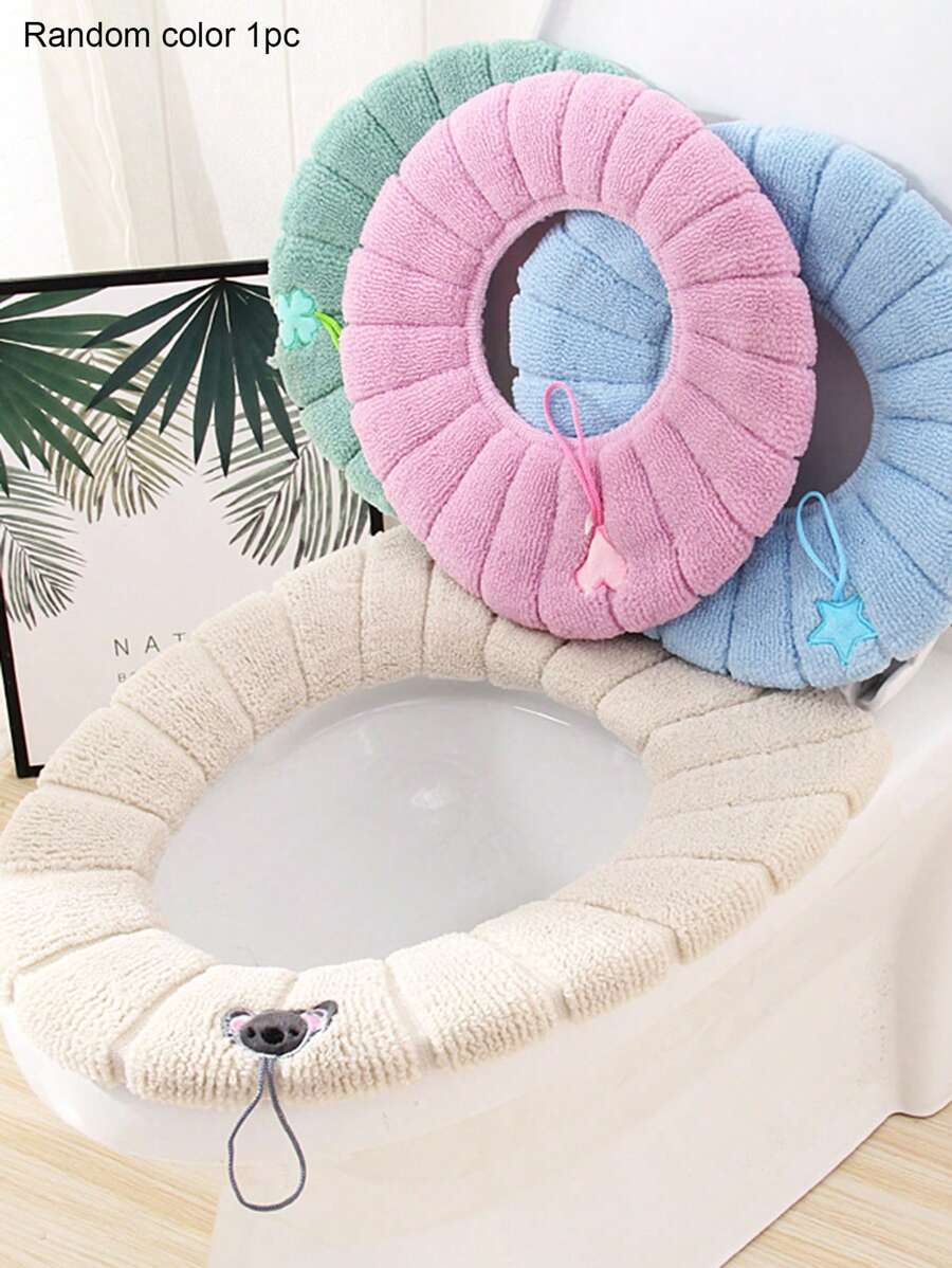 1pc Cartoon Embroidery Random Toilet Seat Cover - Multicolor - View 1