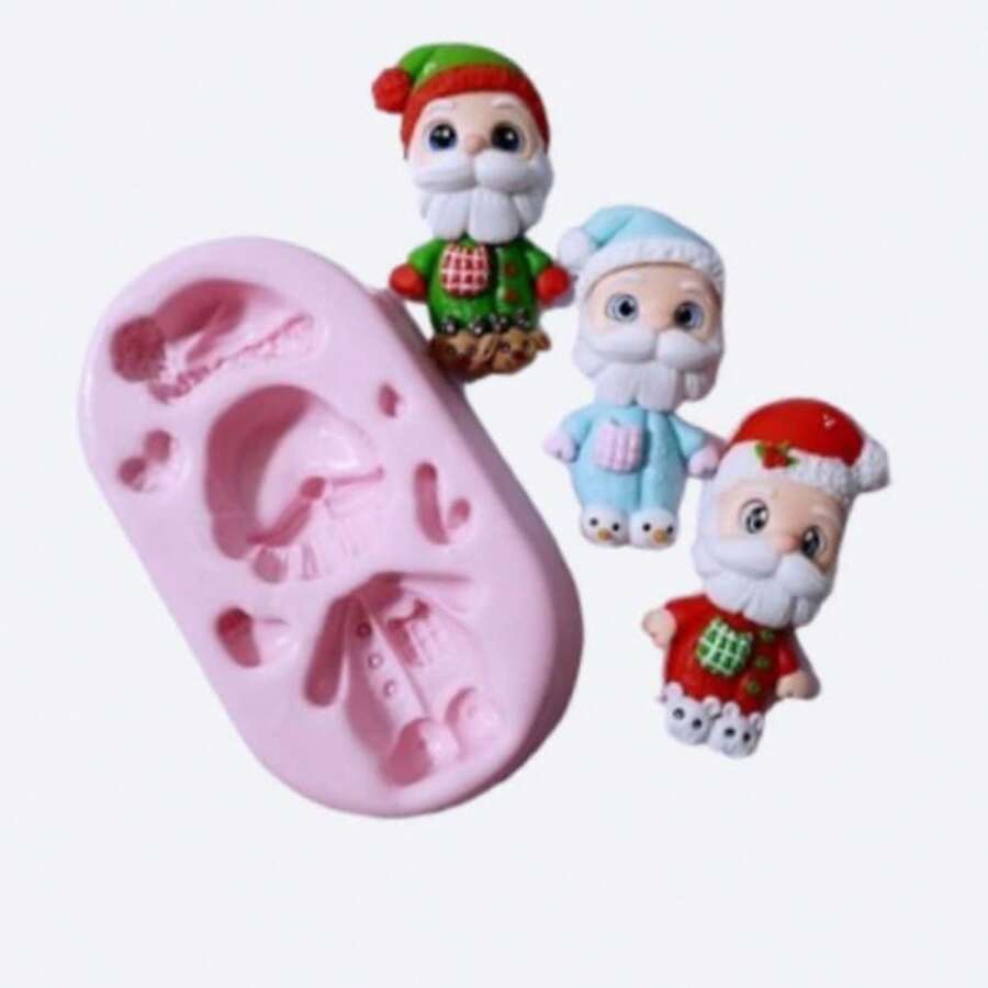 Molde de silicona de Papá Noel en pijama - Rosa - Ver 1