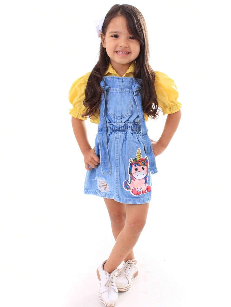Young Girls Denim Overalls & Jumpsuits - 藍色 - 查看 1