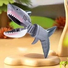 1pc Dinosaur Shark Launcher Stretchable Spring Mechanical Claw Prank Toy For Kids, Creative Stress Relief Gift - Multicolor - View 4