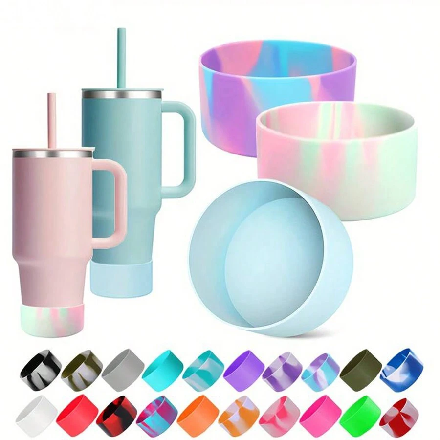 1 件矽膠杯保護套,12 盎司/24 盎司全圓形旅行水瓶,防滑杯底蓋,水瓶配件