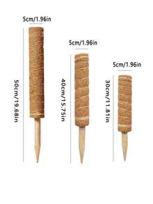 件盆栽植物桿，椰殼苔桿，椰殼棒綠色植物攀爬架，竹盆裝飾椰殼棒，植物堆植物支架，用於攀爬室內植物花卉裝飾