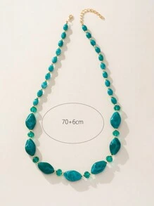 A Màu xanh lá Acrylic Hai tông màu Hiệu ứng Đúng mốt Vòng cổ dài - màu xanh lá - Xem 3