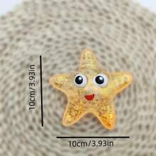 4入組有趣可愛的大眼海星擠壓捏舒壓縮減壓感官麥芽糖橡皮玩具,假日禮物派對禮物生日禮物